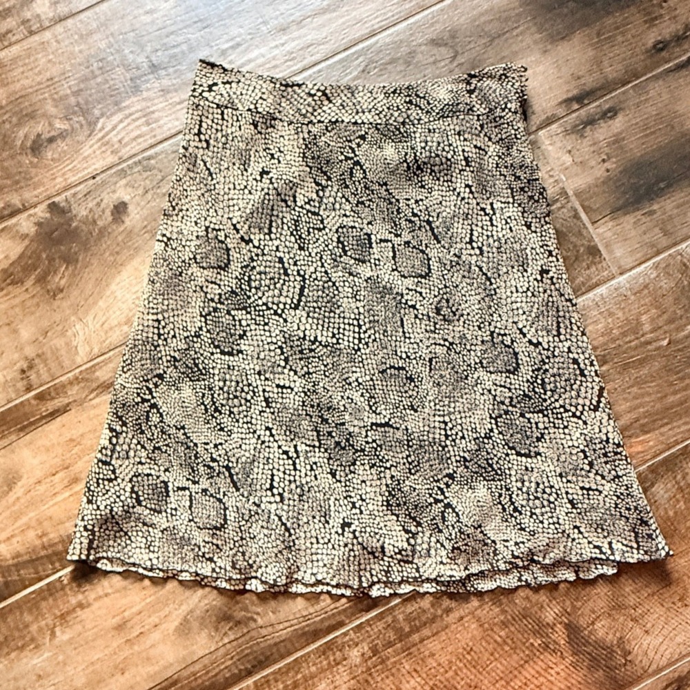Casual Corner Annex Vintage Snakeskin Print Knee Length Skirt,Tan Black, 12P